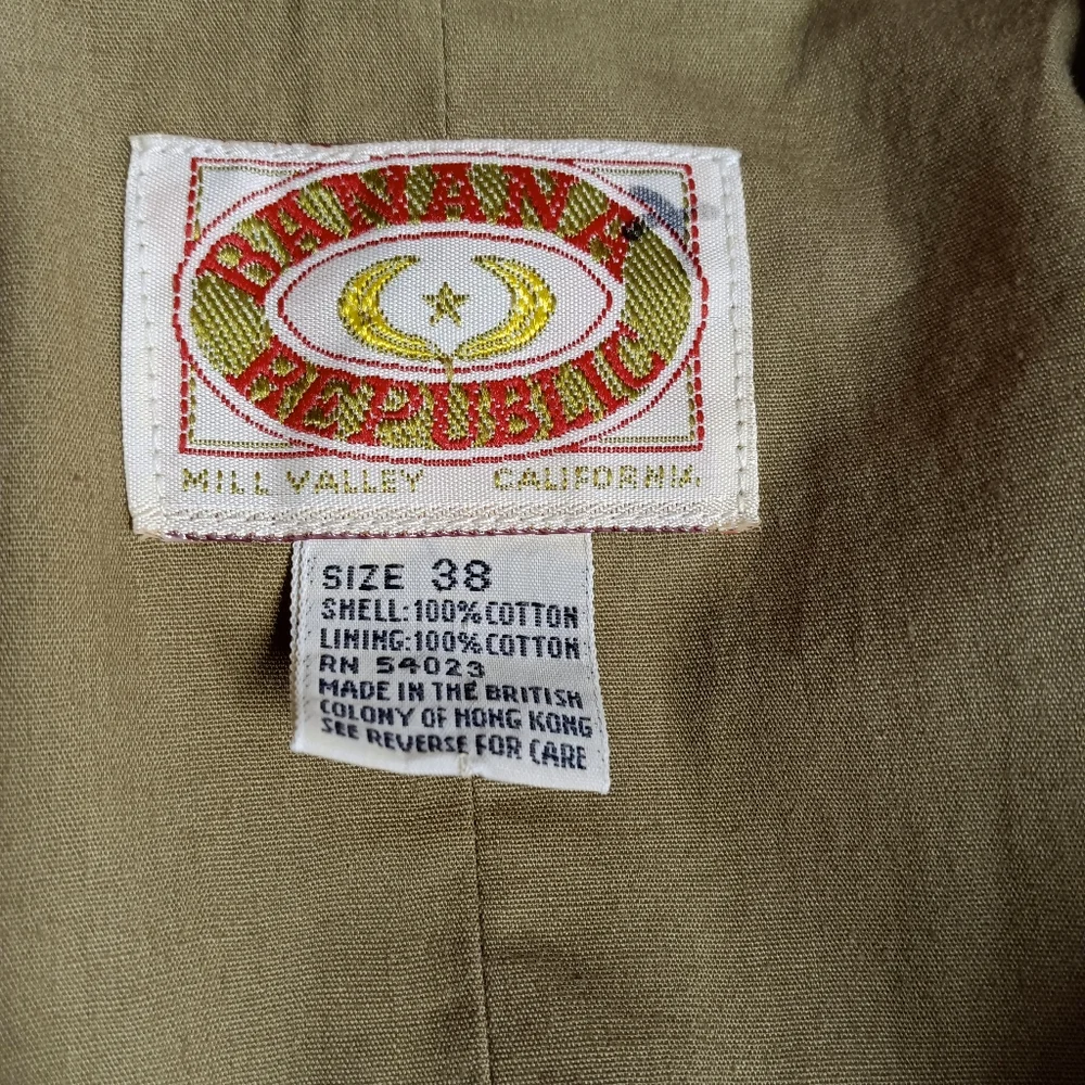 Vintage Safari Banana Republic  British Khaki 80s Cotton Blazer